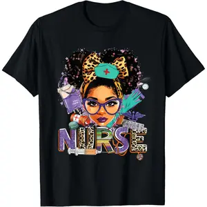 Black Strong Nurse Afro Love Melanin African American Women T-Shirt