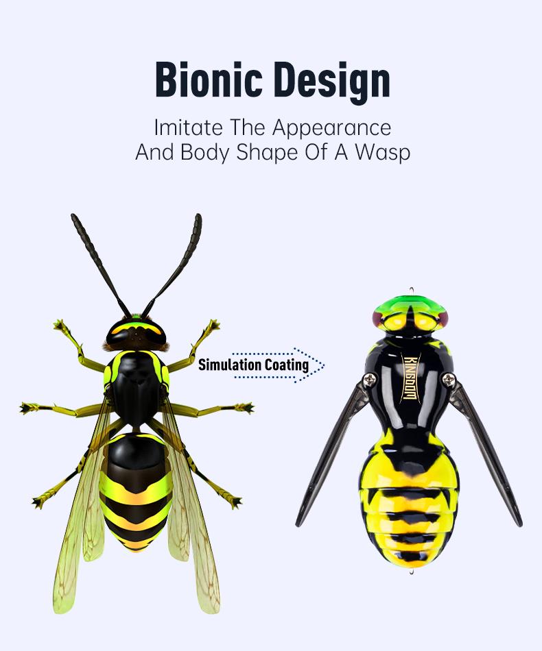 Realistic Topwater Wasp Crawling Fishing Lures Insect Design Noisy Splash Action Floating for Bass and Trout Fishing Anglers, Wasp Lure