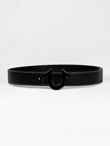 MOKAAMONI 1PC Men's Design Belt, Street Style Waistband, Casual Letter Pattern, All Seasons Fashion Accessory, Trendy Men's Belts