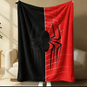 Spider-Man Flannel Blanket, Healing Little Spider Blanket, Boys' Room Spider-Man Nap Blanket, Multi-Use Blanket, Suitable for Bedrooms & Living Rooms & Dormitories, All-Seasons Use