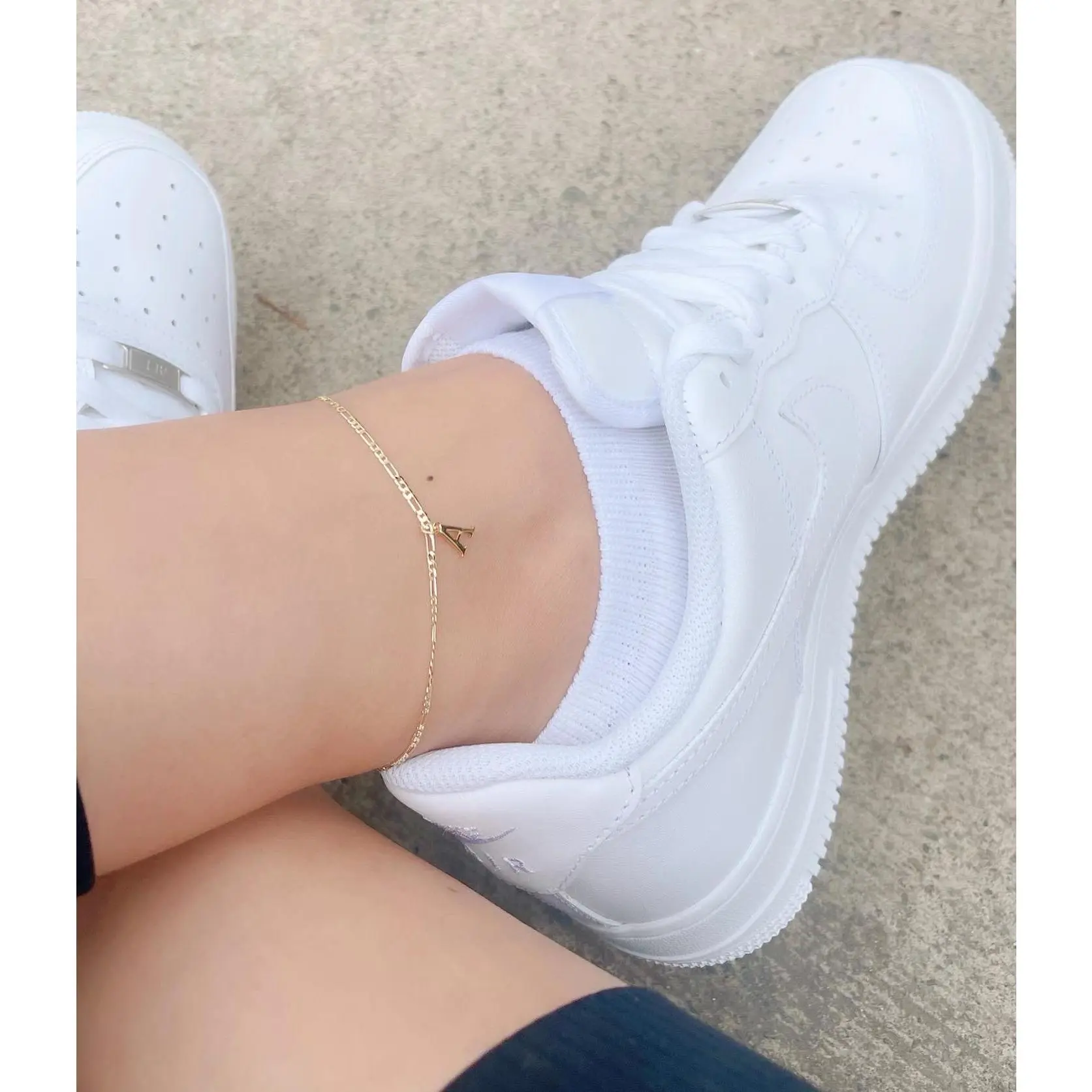 Dainty Initial Figaro Anklet