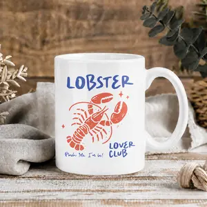 Lobster Lover Club Mug 11oz, Funny Lobster Coffee Cup, Pinch Me I'm In Mug, Seafood Lover Gift, Cute Ocean Mug, Funny Gift for Women Men, Beach Lover Cup, Unique Lobster Gift Idea