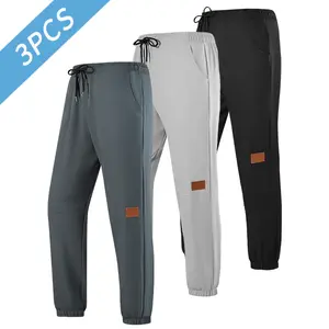 3-pack men’s loose jogger casual pants, drawstring design + side pockets, breathable quick-dry fabric, suitable for running, fitness, everyday commuting, and multiple scenarios