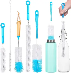 Bottle Brush Cleaner Pack - Set of 5 Bottle Brushes for Cleaning Baby Bottles, Water Bottles, Tumblers, Wine Decanters, Flask, Bong, Vase Cleaner - Includes Straw Cleaner Brush Kit - Kitchen Cleaning Tools | Bottle Cleaning Brushes,Multi-Purpose Brush Set