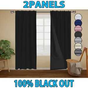 2 pieces, made of polyester material, 100% blackout curtains, designed with laminating technology, hanging through poles, suitable for decoration occasions such as bedrooms, living rooms, offices, kitchens, balconies, etc
