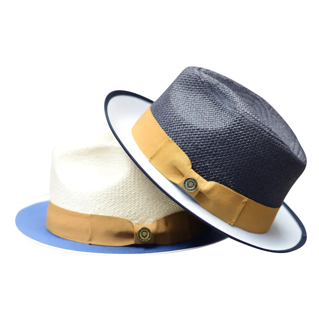 Sebastian Collection Fedora Limited Edition 100% Natural Straw 2.25" Snap Brim Contrast Underbrim Unlined Breathable Hat