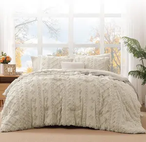 Full Size Comforter Set Autumn Leaf, Tufted Boho Bedding Farmhouse Bed Set, All Season 7 Pieces Bed in a Bag with Sheets, Pillowcases & Shams