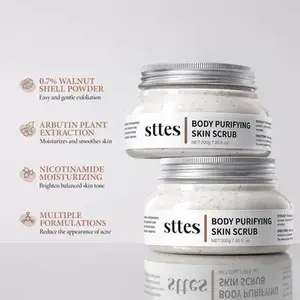 Sttes Body Purifying Exfoliating Scrub with Arbutin & Nicotinamide for Brightening Skin Tone, Moisturizing Body Cleanser - 200g, Single Item