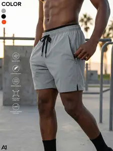 A1 Men's High-Performance Training Shorts 5 Inch Running Shorts Quick Dry Lightweight Athletic Workout Shorts Sport Shorts with Hidden Zipper Pockets Breathable 4-Way Stretch Gym Training Activewear Side Split Hem