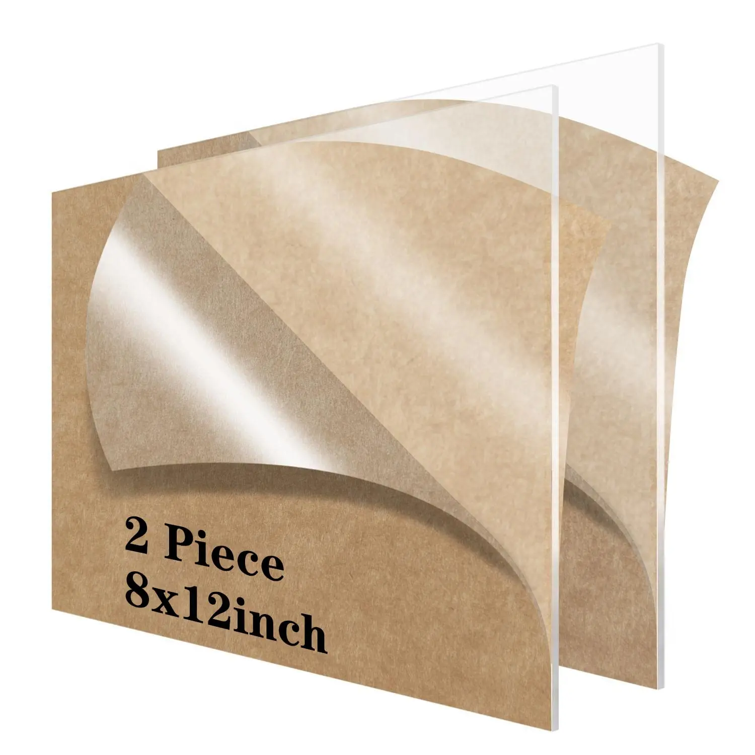 2 Pieces 8" x 12" Clear Acrylic Sheet Cast Plexiglass 1/8"Thick (3mm) Plexiglass Sheet Clear Plastic Sheet, for Sign,Craft, Photo Frame, DIY Display Projects--