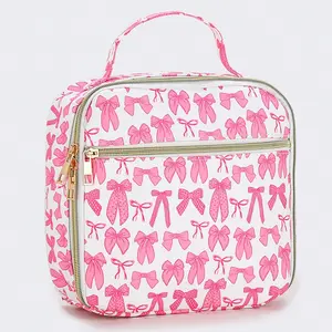 Pink Bow print Girls Lunch Boxes Bag