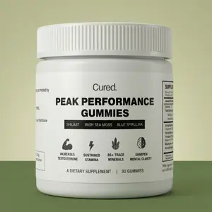 Cured. Peak Performance Gummies - Shilajit Irish Sea Moss Blue Spirulina - Stamina 85+ Trace Minerals - 30 Gummies