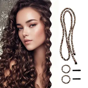 Heatless Curling Rod Headband Set, 60" Extra Long Leopard Print Soft Curlers for Sleep, Unisex Curly Hair Kit with Wavy Curls-Enhancing Accessories, Elastic Bonnet, Hair Brush, Folding Dual-Tooth Finishing Comb