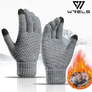 Touchscreen Thick Elastic Warm Gloves, Unisex Fleece Knit Mittens, Winter Outdoor Skiing Cycling, Touchscreen Compatible
