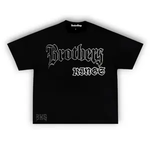 Brotherskings B STAR Black T-Shirt with Gothic Lettering Design Streetwear Tshirt