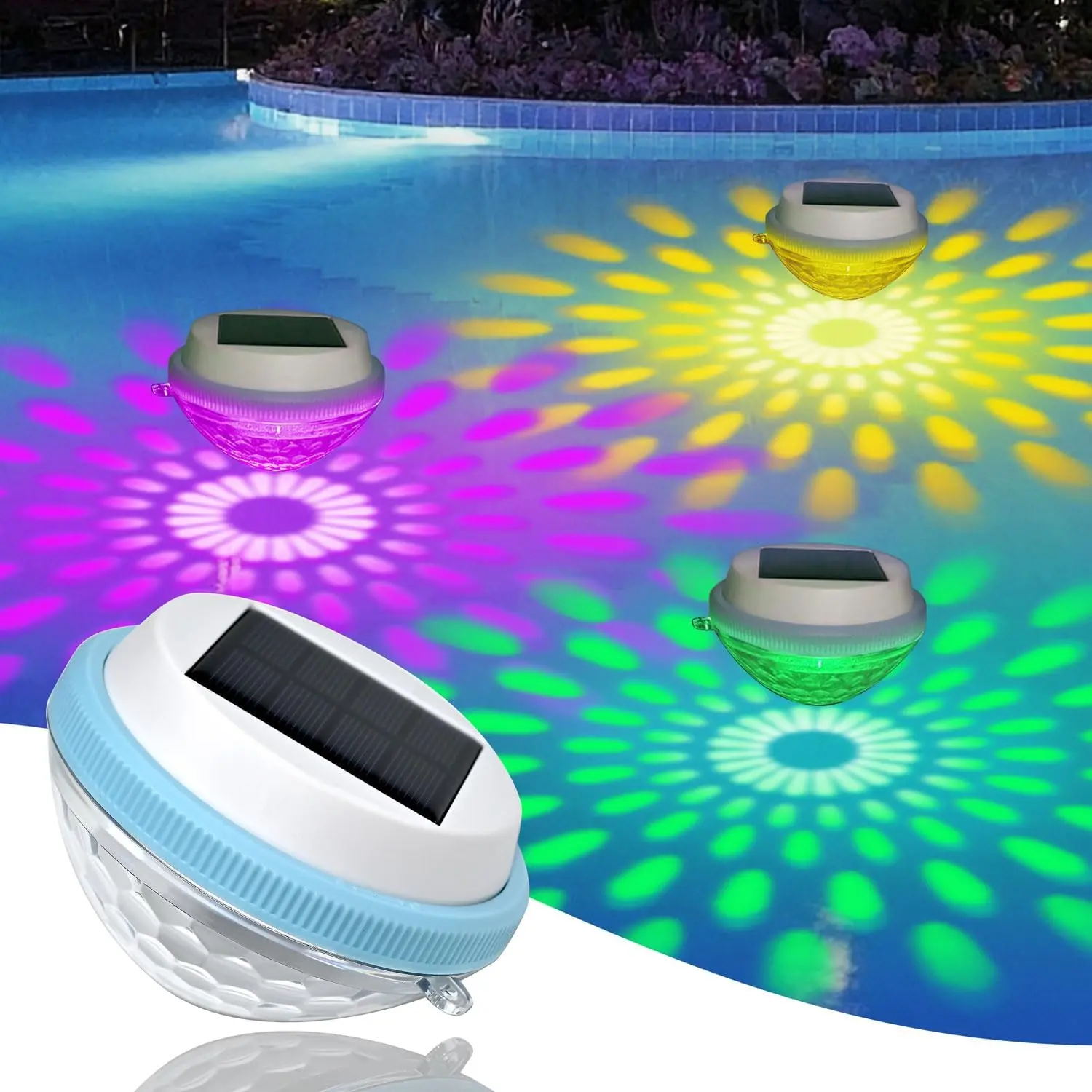 Solar Powered Floating Pool LED Light, Auto Charge & Auto On/Off Color Changing Floating Lamp, Waterproof Decorative Atmosphere Light for Pool Garden Patio Holiday Festival