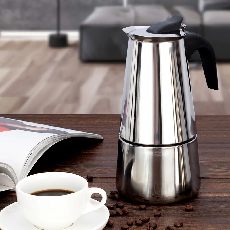 Cross-border Stainless Steel Coffee Pot Mocha European Espresso French Coffee Pot for Home and Office Use