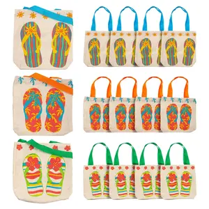 8" Mini Flip Flop Canvas Tote Bags - 12 Pc.