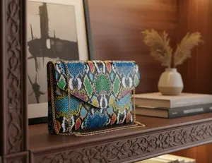 Faux Snake Envelope Clutch – Multicolor Crossbody Bag
