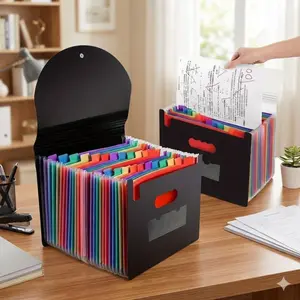 Durable 13/25-Pocket Organizer Expanding File Folder for Office School Supplies, Secure Document Storage & Travel, Multi-Compartment Flip-Top Portfolio for Everyday Use, Essential Papers Classification & Protection