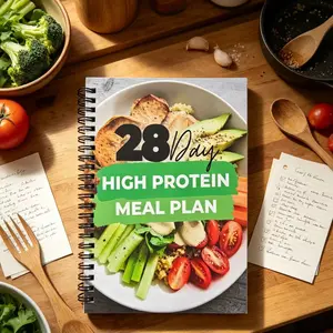 28-Day Low-Fat High-Protein Diet Plan Book, Meal Planning, Balanced Meals and Fitness Management, Healthy Nutrition Guide, Spiral Bound Notebook, Durable Paper