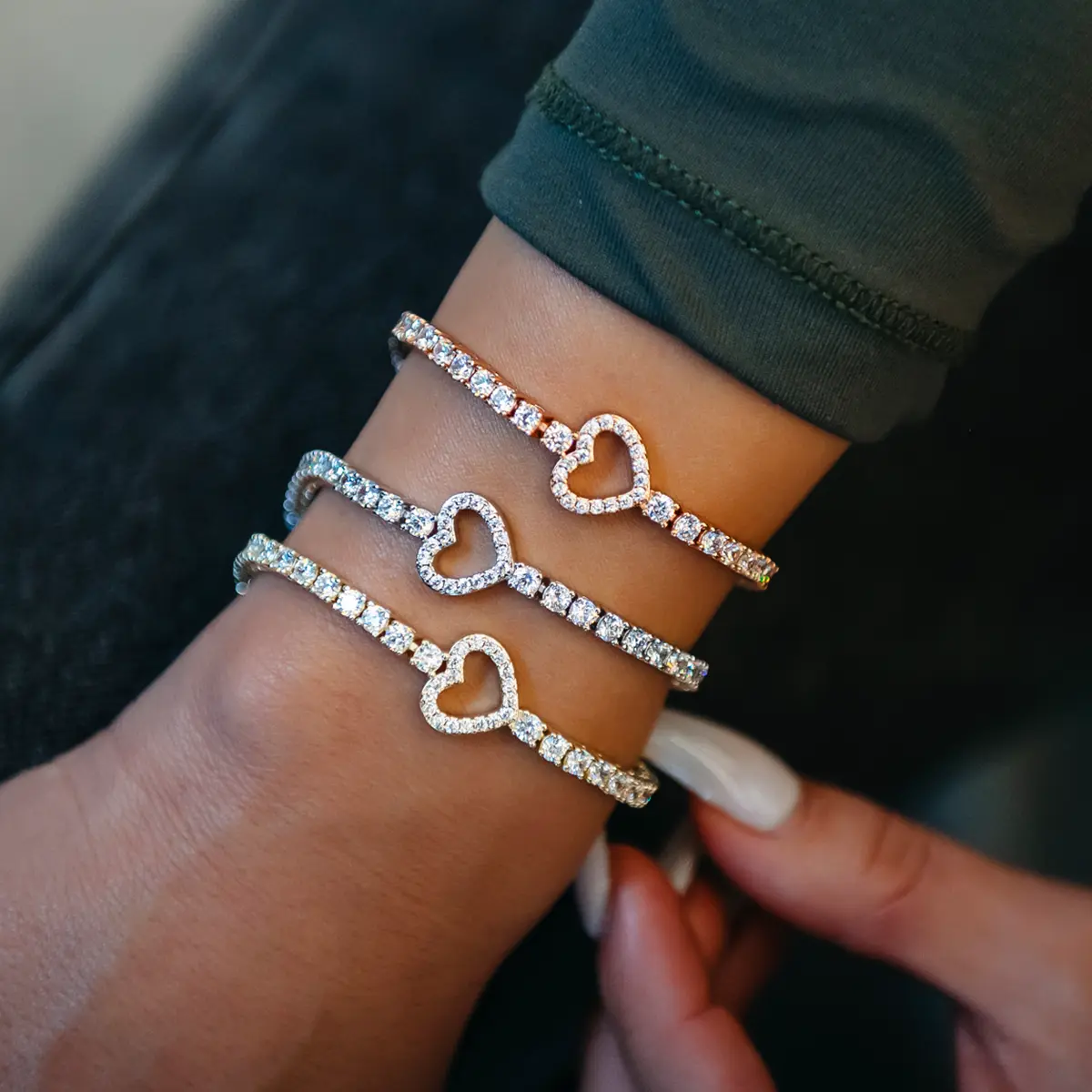 GLD Heart Tennis Bracelet in Yellow Gold - Perfect Gift #TikTokShopBackToSchool