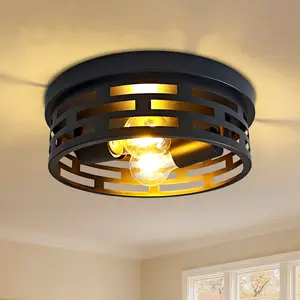 2-pack Black Flush Mount Ceiling Light Fixtures,2-Light Modern Hallway Light Fixtures Ceiling, E26*2 Base Black Light Fixture Ceiling Mount for Farmhouse,Kitchen, Bedroom