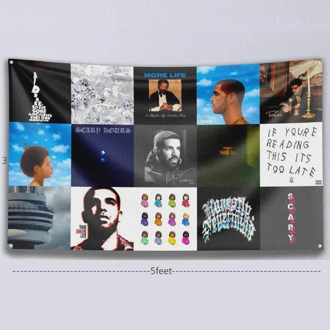 Drake OVO album cover / music collage tapestry / wall decoration banner / music tapestry canvas painting / poster decoration
