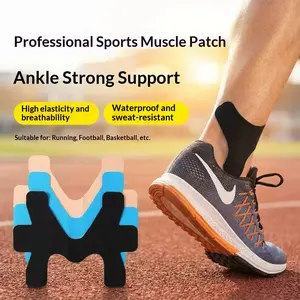 10 Pcs Precut Kinesiology Tape for Ankle Cotton Breathable Elastic Athletic Tape Pain Relief Minimize Ankle Sprain Provides Support and Stability for Ligament and Muscle Marathon Use(Blue)