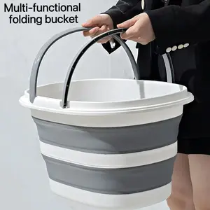 Foldable Plastic Bucket, Large Capacity Portable Home Use, Thickened Plastic with Handle, Space-Saving Car Wash Basket, Outdoor Carry Bucket