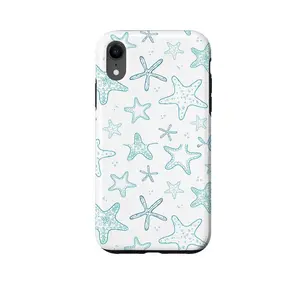Ocean starfish and seashell pattern phone case, sturdy and durable 2-in-1 case, compatible with iPhone 17/16/15/14/13/12/11 Pro Max/Plus/Pro, Galaxy S25/S24/S23 Ultra. Durable, stylish protection, drop-proof phone case, perfect gift.