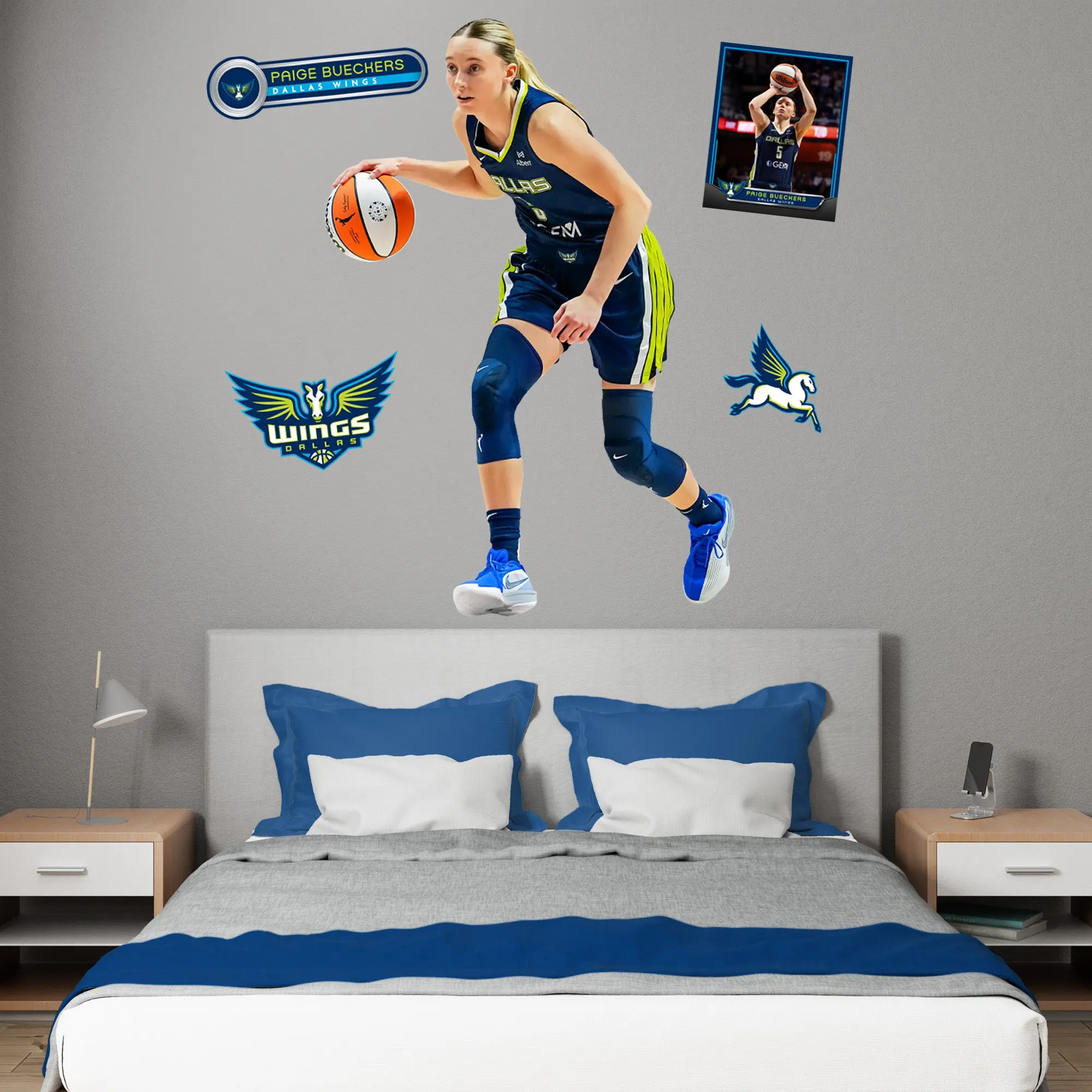 Paige Bueckers RealBig Collection Official WNBA Dallas Wings Reusable Vinyl Wall Decals - Decorative Fan Room Wall Art Stickers