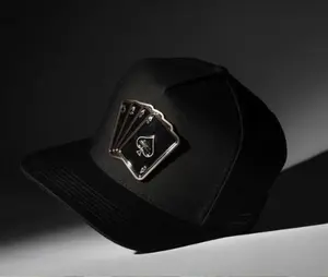 Poker Card Snapback Hat, Black Baseball Cap, Adjustable Unisex Streetwear Hat , Playing Card Design Cotton Blend Breathable Casual Trendy Cap Gift