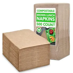 Brown Napkins Disposable – 500 Count Paper Napkins, Compostable, Biodegradable, Eco-Friendly Tan Napkins Bulk for Restaurants, Dinner Parties, and Crafts