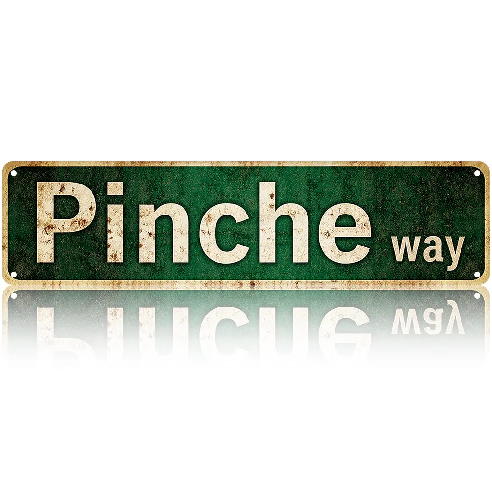 Retro Funny Spanglish Pinche Way Aluminium Rectangle Sign (4x16 in) - Easy Hanging Home Decor Products, Humor Metal Art for Porch, Christmas Gift for Boyfriend, Rectangle Design
