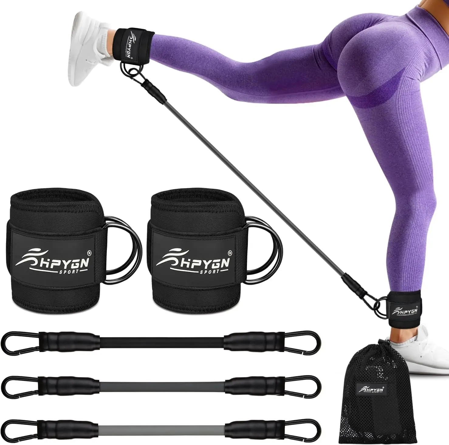 Adjustable Ankle Resistance Bands for Glute & Leg Workouts – Booty Training Equipment with Cuffs, 3 Levels (10LB 20LB 30LB) for Women & Men | HPYGN，TikTokShopBlackFriday summerwins