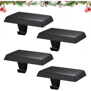 Weighted Christmas Stocking Holders Hooks for Mantle Tables Window Fireplace Decoration Black 4PCS