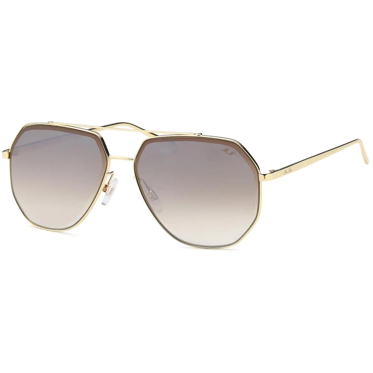 212 MAIN Mia Nova Premium Aviator Sunglasses - Brown Frame, Stainless Steel Accents, UV Lens Sun Protection for Fashionable Eye Coverage