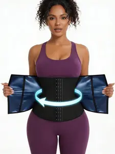 Women's Coated Waist Cincher Belt with 4 Steel Bones Support, Zipper Closure, Dual Layer Abdominal Shaper, All Seasons, Underwear, Shapewear