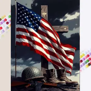1 set of DIY diamond painting kit, 5D diamond art set, DIY decoration American flag, cross, military supplies mosaic, diamond art, DIY art home decor.