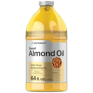 Horbäach Sweet Almond Oil 64 fl oz | for Hair and Skin | Cold Pressed & Hexane Free | Bulk Size Carrier Oil | Vegan, Non-GMO, Cruelty Free