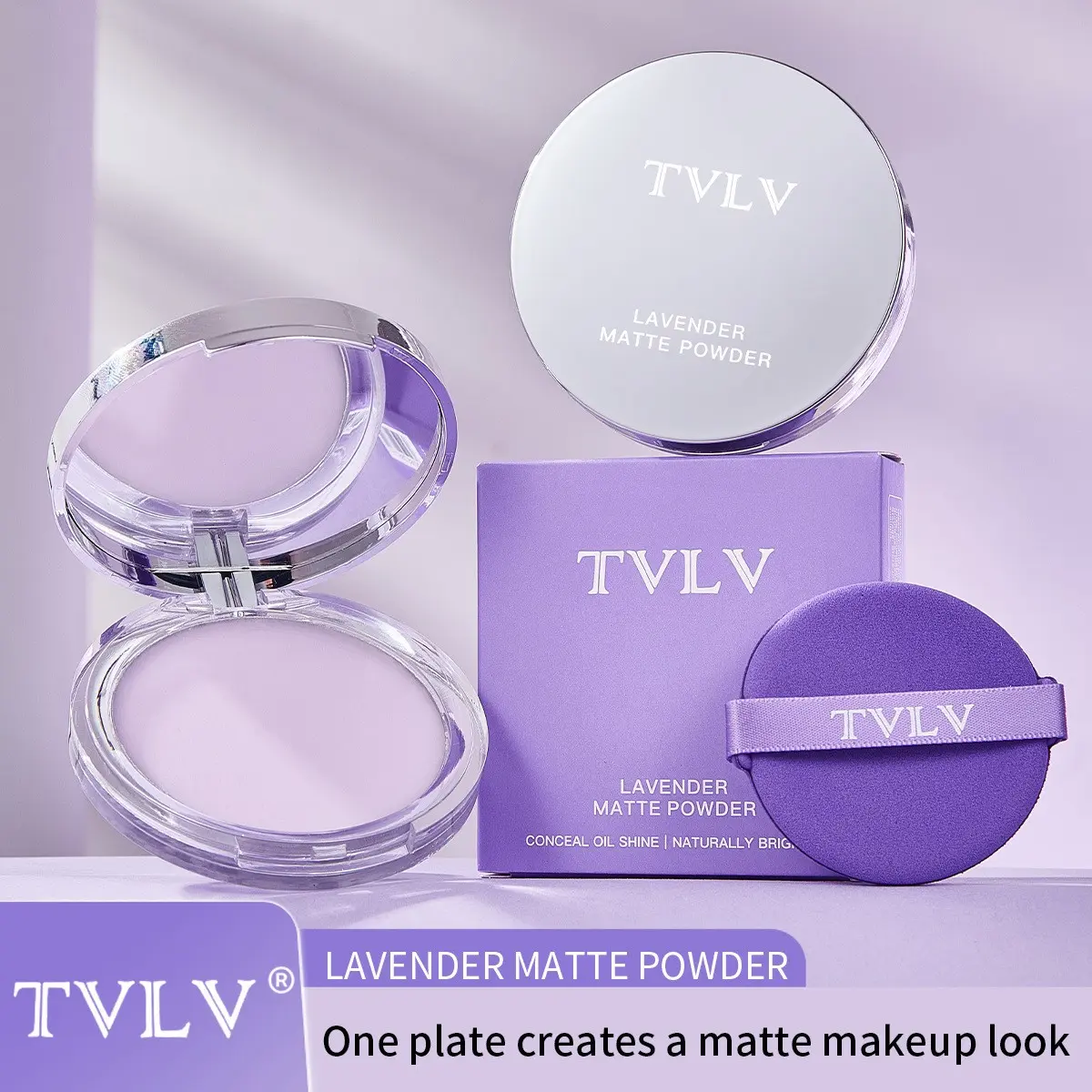 Ttlv Lavender Matte Setting Powder, Oil Control Long-Lasting Makeup, Pore Conceal Smooth Skin, Lightweight Breathable, No Cake Effect, All-Day Lock