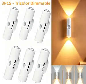 3-Color Smart Rechargeable LED Night Light with Motion Sensor – USB Convenient Charging Ambient Lighting, Dimmable Wall Lamp, Magnetic & Stick-On Design Induction Lamp, Perfect for Bedroom, Stairs, Hallway & Entryway