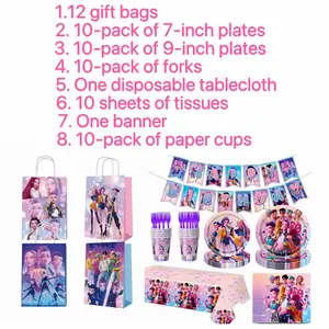 Devil hunter 62-piece set of disposable dinner plates, gift bags, decorations, movie fan gifts (pictured)