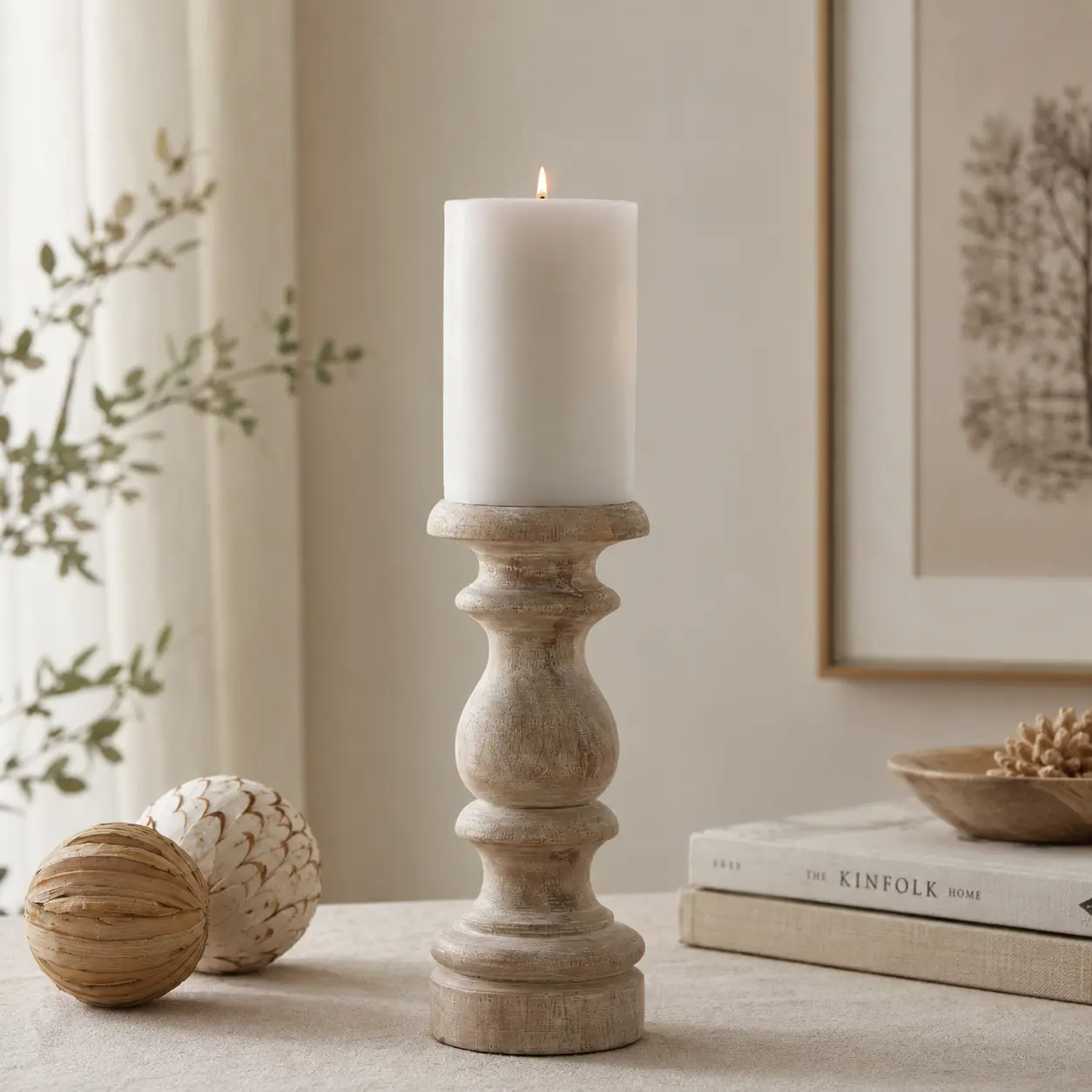 Jenny Candlestick Tall - White Washed