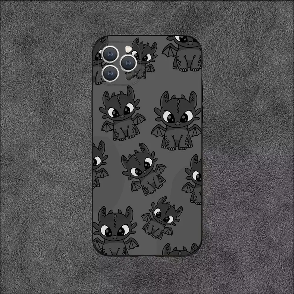 C-Cartoon T-Toothless Phone Case For iPhone 16,15,14,13,12,11,Plus,Pro  Max,XS,X,XR,SE,Mini,8,7 Soft Silicone Black Cover - TikTok Shop