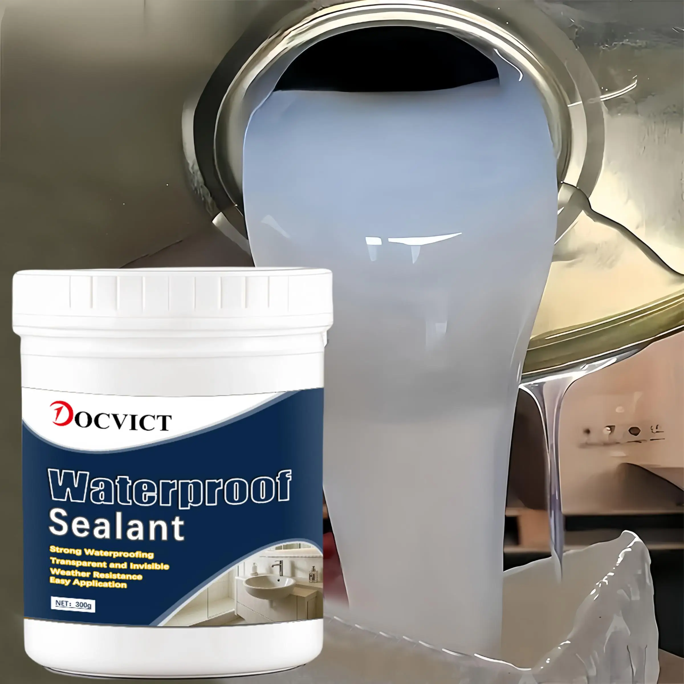 Waterproof Sealant, Multipurpose Clear Coating, Suitable for RV, Kitchen, Bathroom, Drain, Bathtub, Sink, Roof & Floor
