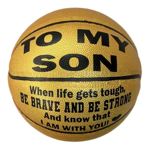 Custom To My Son Basketball Gift, Personalized Gold Basketball 29.5