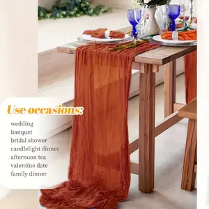 20 Pack Table Runner, 10ft Gauze Table Runner Fabric Semi-Sheer Table Runner for Wedding Reception, Boho Rustic Wedding Party Sheer Bridal Shower Decor Multiple Colors for Graduation Season Outdoor Events Entertain Guests