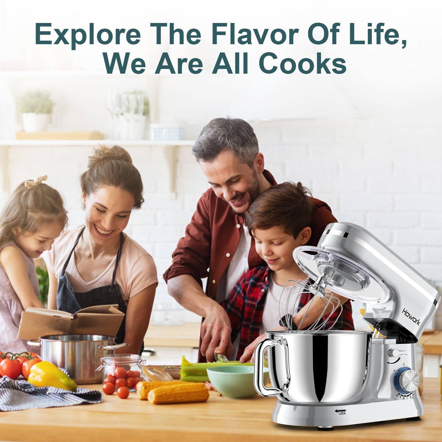 HOWORK Electric Stand Mixer, 10+ Speeds, 6.5 QT Stainless Steel Bowl, Heavy Duty Kitchen Mixer with Dough Hook, Wire Whip & Beater, for Baking & Home Cooking HOWORK Electric Stand Mixer, 10+ Speeds, 6.5 QT Stainless Steel Bowl, Heavy Duty Kitchen Mixer with Dough Hook, Wire Whip & Beater, for Baking & Home Cooking